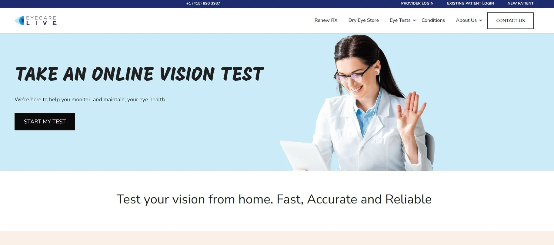 Eyecarelive برای تست چشم پزشکی آنلاین
