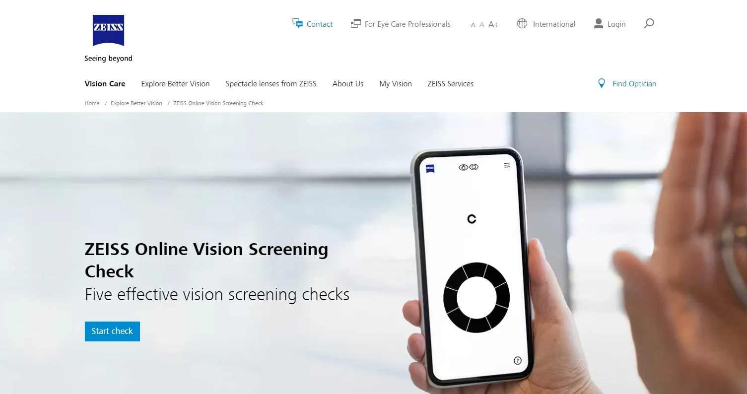 ZEISS برای تست بینایی سنجی آنلاین